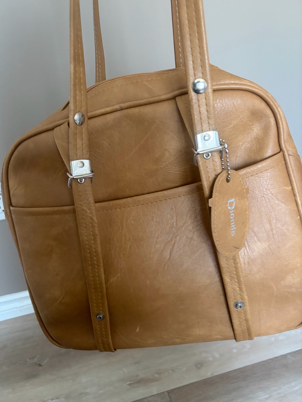 Vintage Dionite Tan Leather Tote Bag